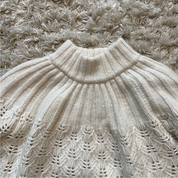 Madewell XS Ivory pointelle knit sweater mock neck - Picture 4 of 6